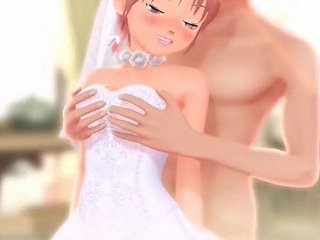 Innocent anime bride fingered to orgasm