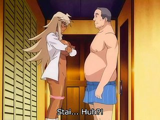 Old man hentai and pretty woman neighbor with big breasts