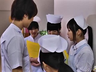 Hot Japanese nurse gets caressed and hotly fucked in the bathroom