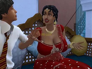 Desi Telugu rondborstige saree tante Lakshmi werd verleid going in een jonge bloke - Vol 1, deel 1 - slechte grillen - met Engelse ondertitels