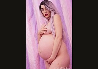 Nylon Encasement Volledige fotoshoot met 9 maanden zwangere perziken diavoorstelling